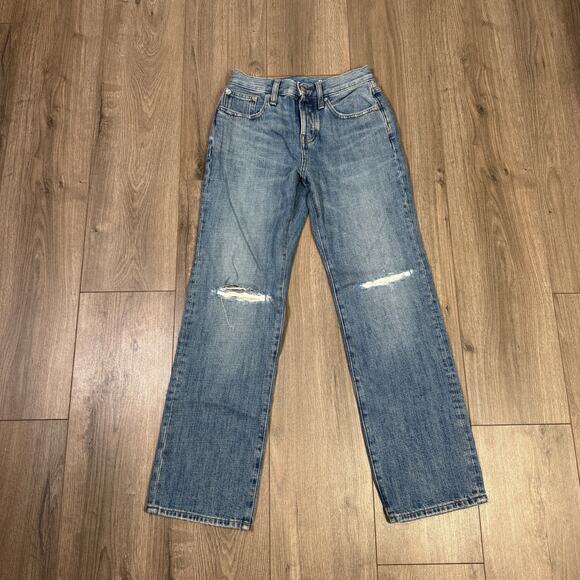 J.Crew 1984 Petite Slouchy Distressed Jeans WMNS 23P Medium Blue Wash Mid-Rise - Picture 4 of 9